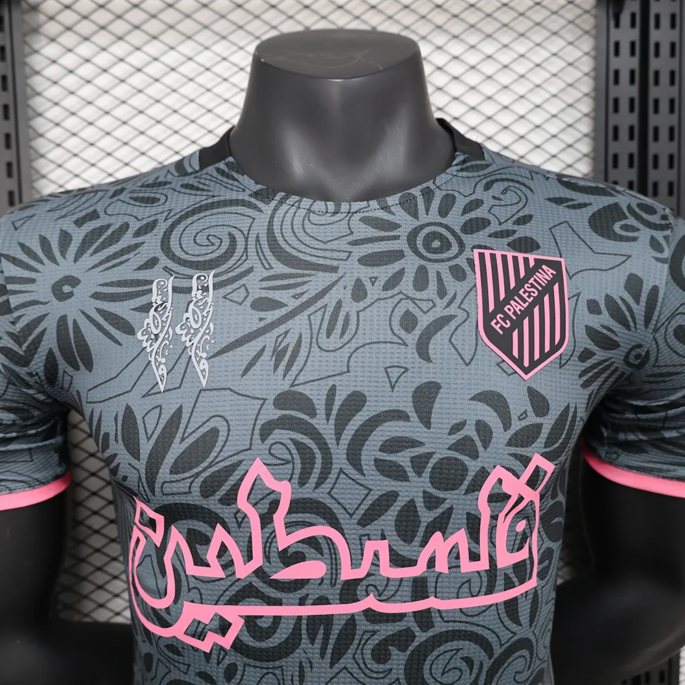 Maillot Match Palestine Concept Fleur Noir 2025-2026 (6) Maillot Joueur Palestine Concept Fleur Noir 2025/2026 – Image 5